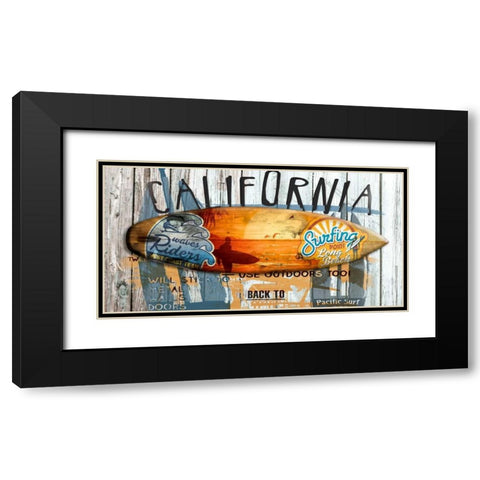 Surf 01 Black Modern Wood Framed Art Print with Double Matting by Art Made 4 u