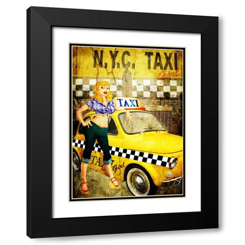 Taxi Girl Black Modern Wood Framed Art Print with Double Matting by Sola, Bresso