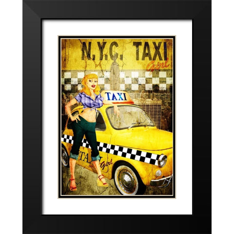 Taxi Girl Black Modern Wood Framed Art Print with Double Matting by Sola, Bresso