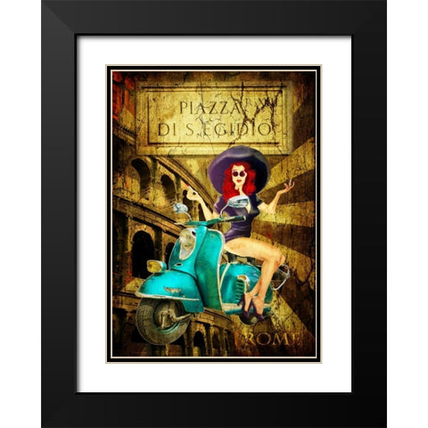 Pin Up Rome Black Modern Wood Framed Art Print with Double Matting by Sola, Bresso