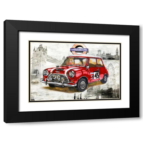 London Car Black Modern Wood Framed Art Print with Double Matting by Sola, Bresso