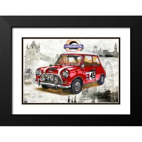 London Car Black Modern Wood Framed Art Print with Double Matting by Sola, Bresso