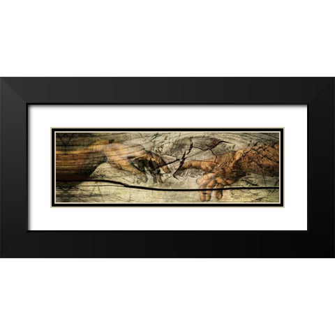 God and Adan Black Modern Wood Framed Art Print with Double Matting by Sola, Bresso