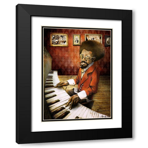 The Pianist Black Modern Wood Framed Art Print with Double Matting by Sola, Bresso