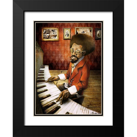 The Pianist Black Modern Wood Framed Art Print with Double Matting by Sola, Bresso