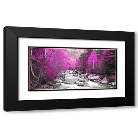 Lilac river and trees 832 Black Modern Wood Framed Art Print with Double Matting by Palacios, J.A.