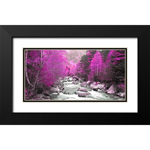 Lilac river and trees 832 Black Modern Wood Framed Art Print with Double Matting by Palacios, J.A.