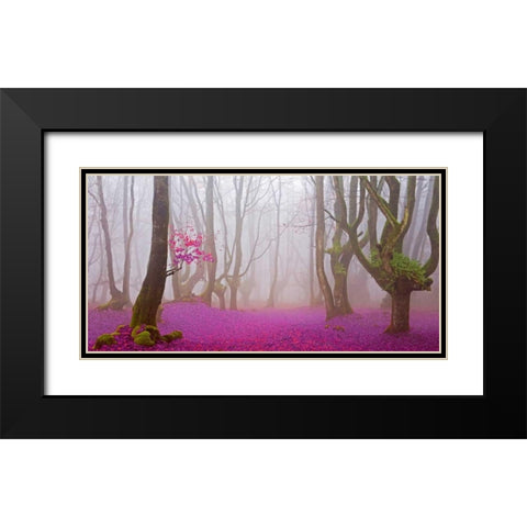 Fuchsia forest leaves 829 Black Modern Wood Framed Art Print with Double Matting by Palacios, J.A.