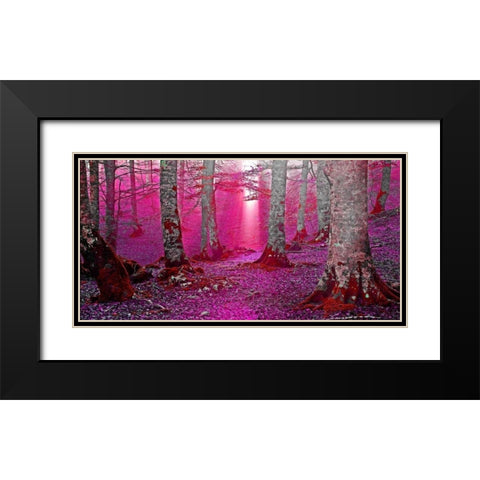 Forest and sunbeam 822 Black Modern Wood Framed Art Print with Double Matting by Palacios, J.A.