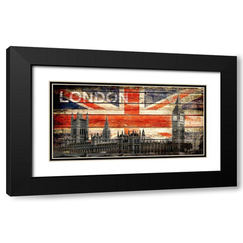 UK Collage 2 Black Modern Wood Framed Art Print with Double Matting by Robins, John H.