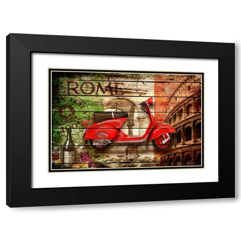 Italy Collage 2 Black Modern Wood Framed Art Print with Double Matting by Robins, John H.