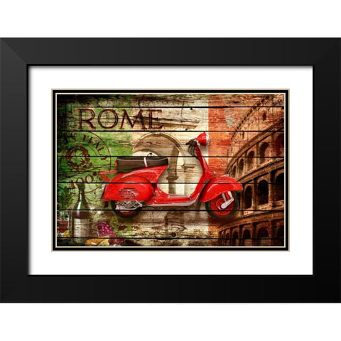 Italy Collage 2 Black Modern Wood Framed Art Print with Double Matting by Robins, John H.