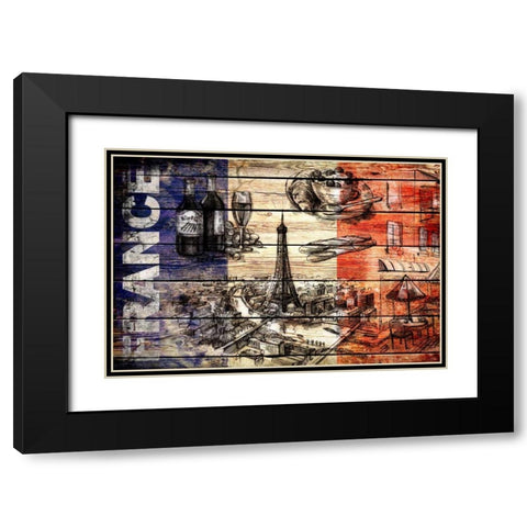 France Collage 03.02 Black Modern Wood Framed Art Print with Double Matting by Robins, John H.