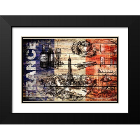 France Collage 03.02 Black Modern Wood Framed Art Print with Double Matting by Robins, John H.