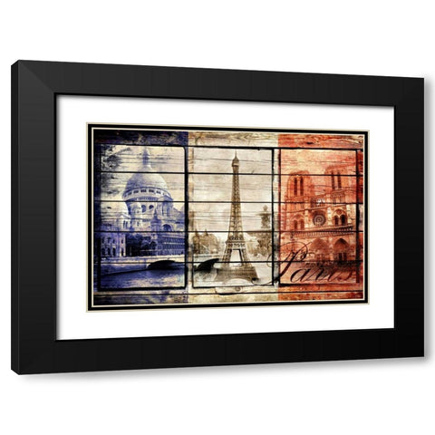 France Collage 02.02 Black Modern Wood Framed Art Print with Double Matting by Robins, John H.