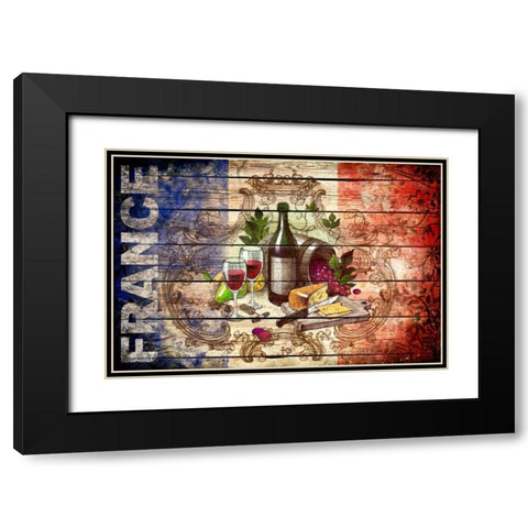 France Collage 01.02 Black Modern Wood Framed Art Print with Double Matting by Robins, John H.