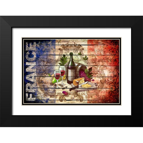 France Collage 01.02 Black Modern Wood Framed Art Print with Double Matting by Robins, John H.