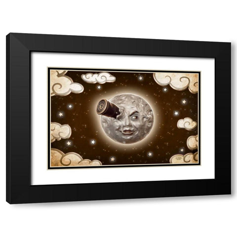 A Trip to the Moon-Sepia Black Modern Wood Framed Art Print with Double Matting by Martin, Jose Luis