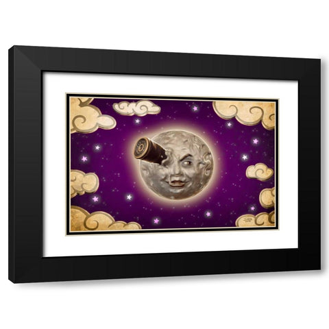 A Trip to the Moon-Violet Black Modern Wood Framed Art Print with Double Matting by Martin, Jose Luis
