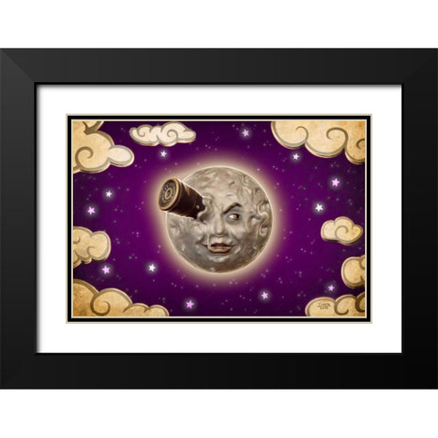 A Trip to the Moon-Violet Black Modern Wood Framed Art Print with Double Matting by Martin, Jose Luis
