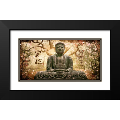 Buddha in tree Black Modern Wood Framed Art Print with Double Matting by Ferriz, Jose