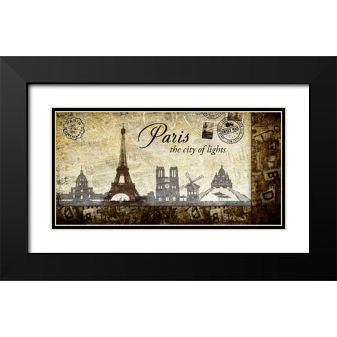 Collage Paris 02 Black Modern Wood Framed Art Print with Double Matting by Robert, Paul