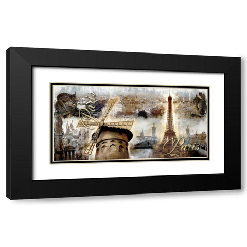 Collage Paris 03 Black Modern Wood Framed Art Print with Double Matting by Robert, Paul
