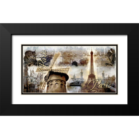 Collage Paris 03 Black Modern Wood Framed Art Print with Double Matting by Robert, Paul