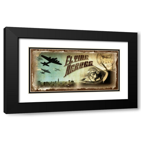 Airplanes vintage Black Modern Wood Framed Art Print with Double Matting by Robert, Paul