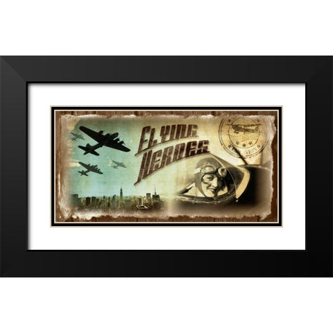 Airplanes vintage Black Modern Wood Framed Art Print with Double Matting by Robert, Paul