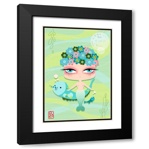 Mermaid Black Modern Wood Framed Art Print with Double Matting by Yuste, Patricia