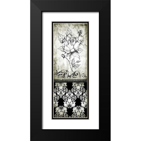 Rose Vintage II B Black Modern Wood Framed Art Print with Double Matting by Willow, Susan P.
