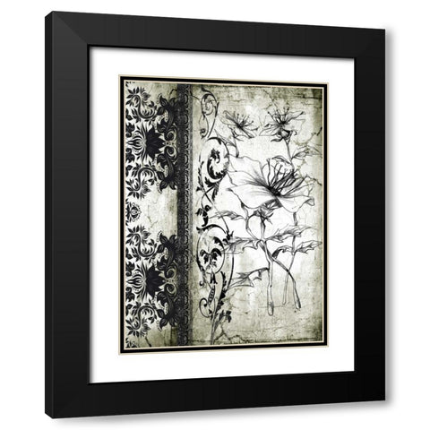Rose Vintage I B Black Modern Wood Framed Art Print with Double Matting by Willow, Susan P.