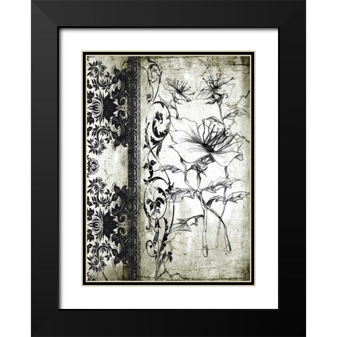 Rose Vintage I B Black Modern Wood Framed Art Print with Double Matting by Willow, Susan P.