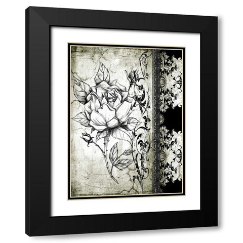 Rose Vintage I A Black Modern Wood Framed Art Print with Double Matting by Willow, Susan P.