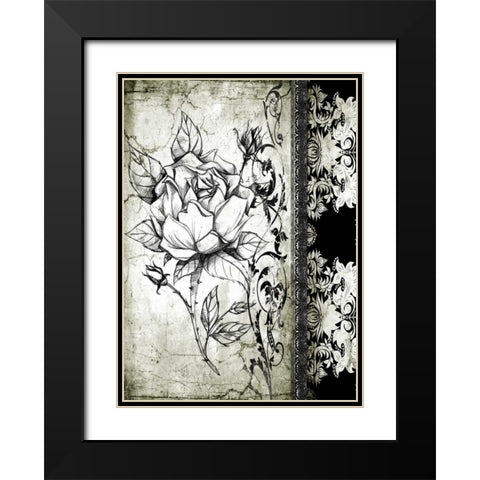 Rose Vintage I A Black Modern Wood Framed Art Print with Double Matting by Willow, Susan P.
