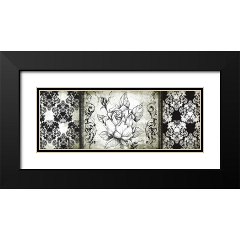 Rose Vintage I Black Modern Wood Framed Art Print with Double Matting by Willow, Susan P.