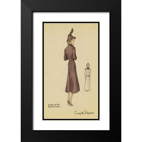 Ladies Fashion I Black Modern Wood Framed Art Print with Double Matting by Unknown