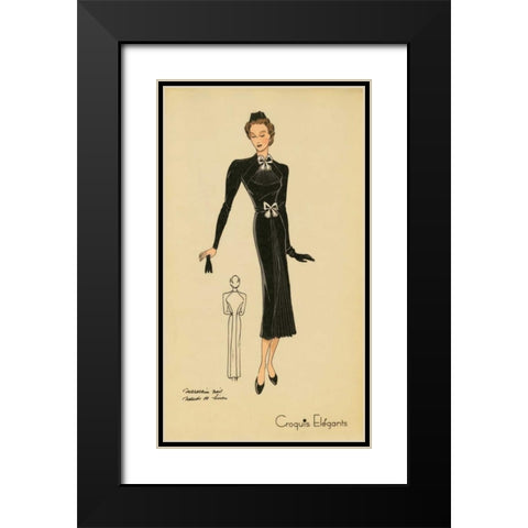 Ladies Fashion II Black Modern Wood Framed Art Print with Double Matting by Unknown