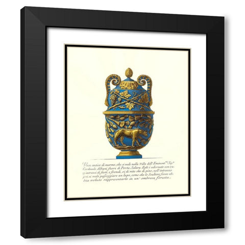 Blue Urn II Black Modern Wood Framed Art Print with Double Matting by Piranesi