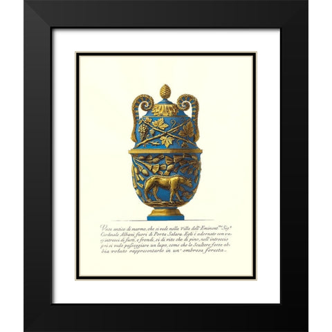 Blue Urn II Black Modern Wood Framed Art Print with Double Matting by Piranesi