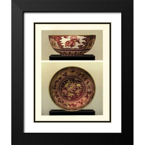 Oriental Bowl and Plate I Black Modern Wood Framed Art Print with Double Matting by Unknown