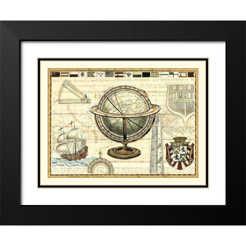 Nautical Map II Black Modern Wood Framed Art Print with Double Matting by Bookman, D.