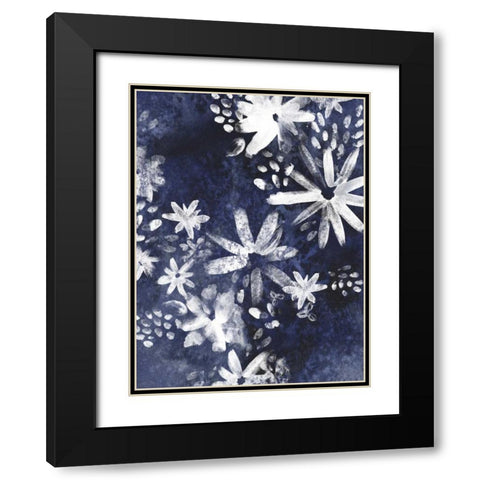 Indigo Floral Gesture II Black Modern Wood Framed Art Print with Double Matting by Vess, June Erica