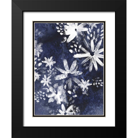 Indigo Floral Gesture II Black Modern Wood Framed Art Print with Double Matting by Vess, June Erica