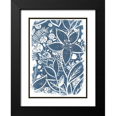 Garden Batik I Black Modern Wood Framed Art Print with Double Matting by Vess, June Erica