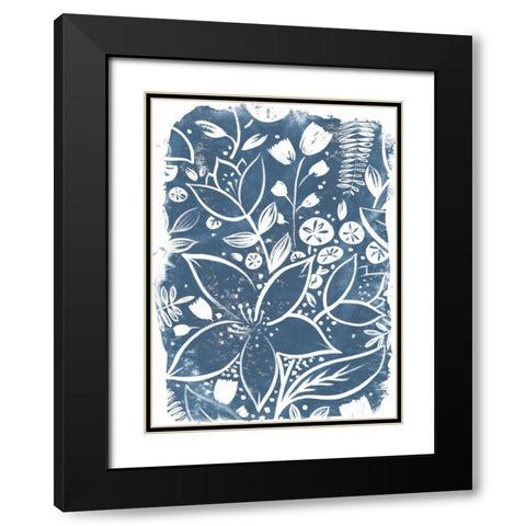 Garden Batik II Black Modern Wood Framed Art Print with Double Matting by Vess, June Erica