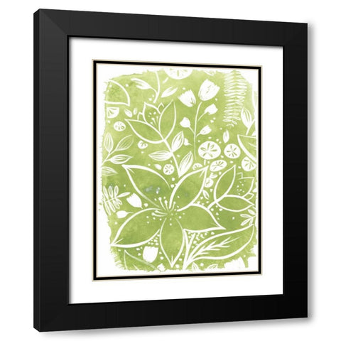 Garden Batik IV Black Modern Wood Framed Art Print with Double Matting by Vess, June Erica