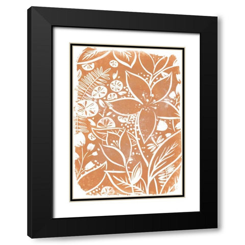 Garden Batik V Black Modern Wood Framed Art Print with Double Matting by Vess, June Erica