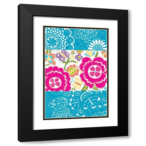 Tropical Embroidery Panel II Black Modern Wood Framed Art Print with Double Matting by Zarris, Chariklia